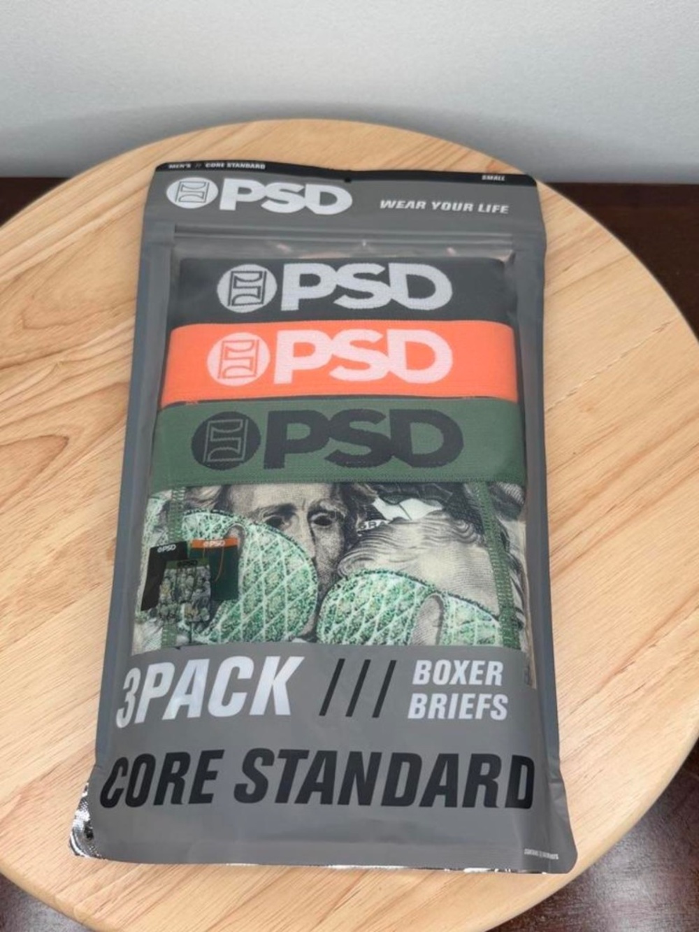 PSD 3 Pack Core Standard Boxer Briefs Money Gang Green/Black Size Small NEW